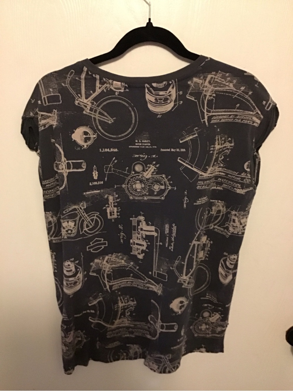 Harley-Davidson Black & Cream Mechanical Print Tee